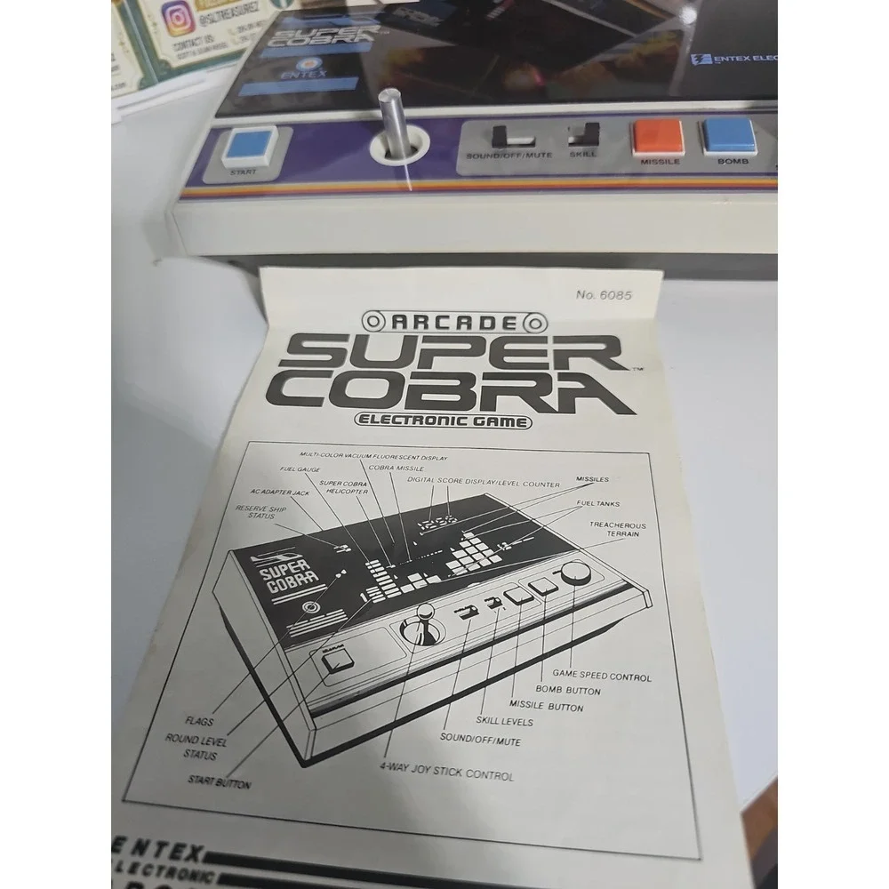 Vintage Entex Super Cobra rare handheld arcade game Tested Works Box N Manuel